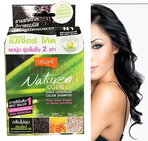 Lolane Nature Code Grey Coverage Color Shampoo Easy To Use # N1 Natural Black