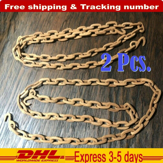 2x Vintage Carved Wooden Chain Folk Art Rare Approx 39" Ship by DHL Express