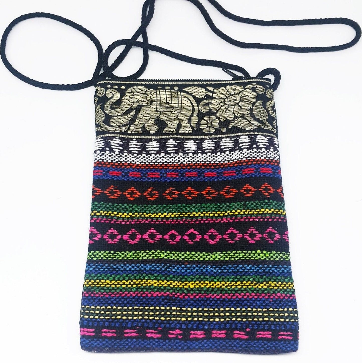 100Pcs Thai Elephant Fabric Bag Shoulder Cross body Wallet Purse Zip Wholesale