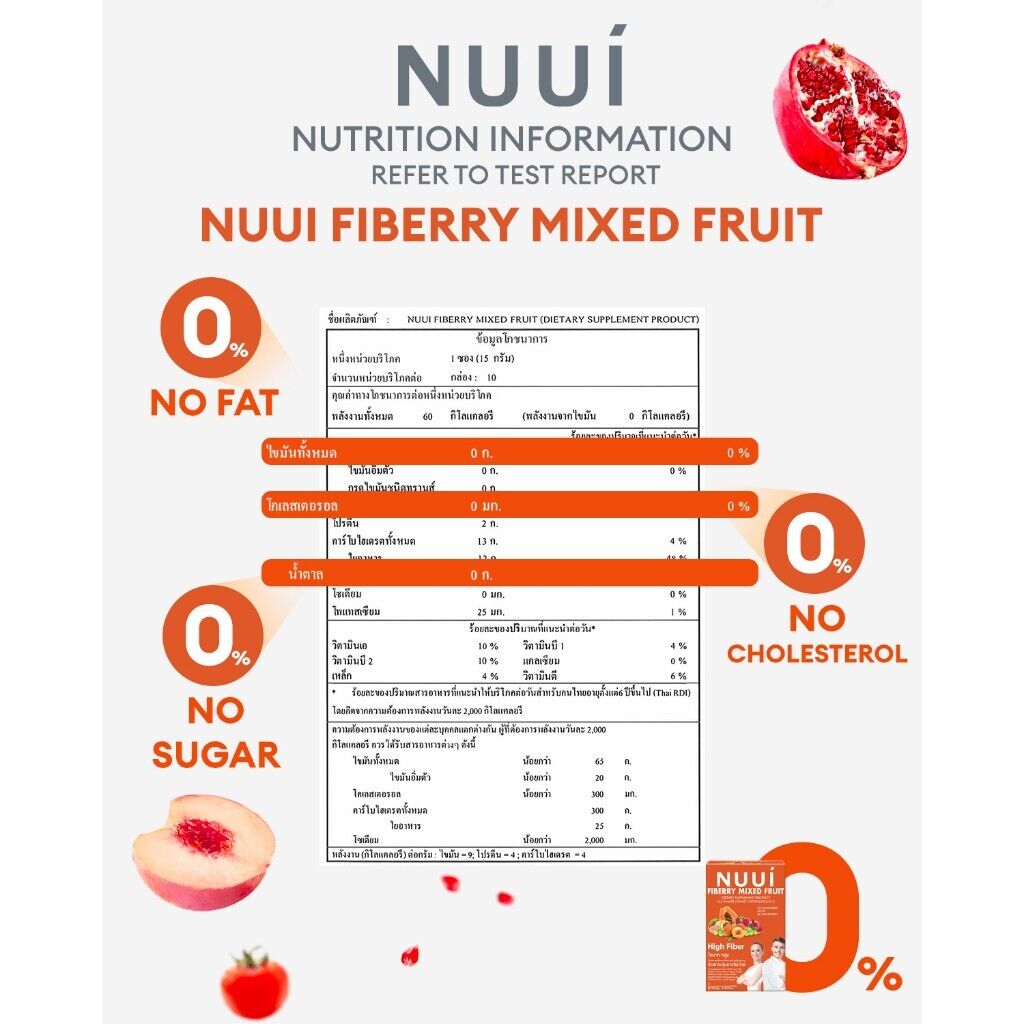 Nuui Fiberry Fiber Tropical Fruits x2 +Mixed Fruit Flavor x2 Prebiotic Excretion