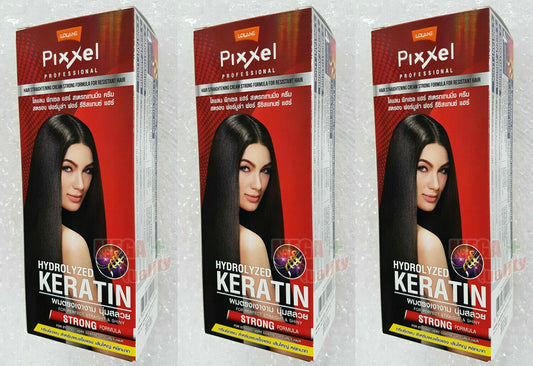 3 x LOLANE PIXXEL PROFESSIONAL HAIR STRAIGHTENING CREAM # STRONG