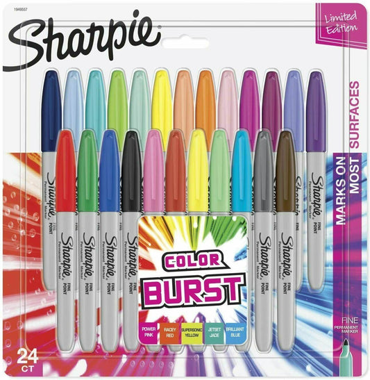 Sharpie Color Burst Fine Point Marker Permanent Pack 24 Assorted Colors