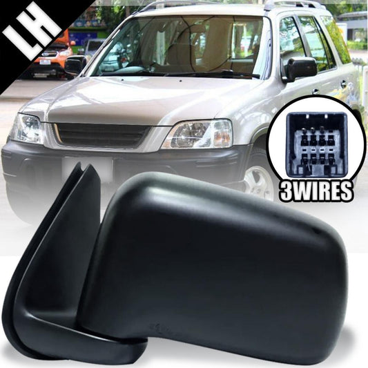 LH Left Side Wing Mirror Black Electric 3 Wires For Honda CRV Suv 1997-2001