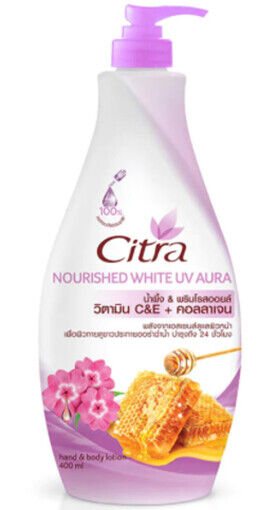 400ml. Citra Nourished White UV Aura Honey Prime Rose Oil Hand And Body Lotion