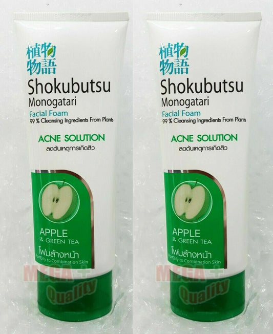 2x100g Shokubutsu Monogatari Facial Foam Anti Wrinkle APPLE Moisturizer Cleanser