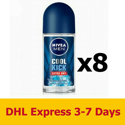 8x50ml NIVEA MEN COOL KICK Anti-perspirant roll-on deodorant Beauty Body Care