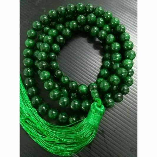 Maw Sit Sit Jade Stone 108 Beads Dark Green Size 8-12 mm Burmese Myanmar Charm