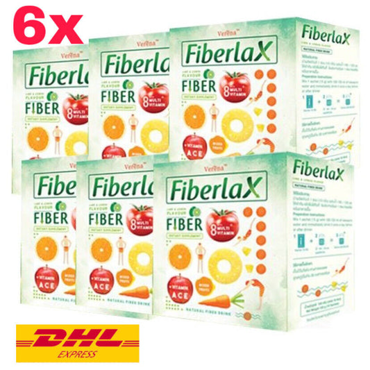 6x Fiberlax Verena Detox Drink Fiber Weight Control Natural Lemon Flavor Vitamin