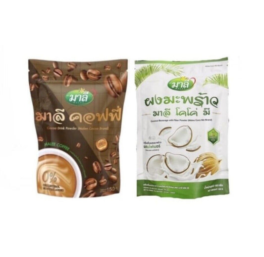 2x Malee Instant Coffee & Coconut Powder 0% Sugar Low calorie Healthy Slimming