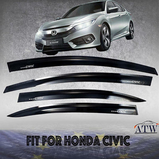 Rain Visor Wind Shield Weather Guard Gloss Black Fit Honda Civic FC 2016+