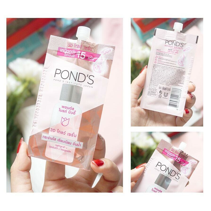 6x Pond's Bright Beauty 3D Glow Serum Gluta & Hya Whitening for Face Skin 7.5 g