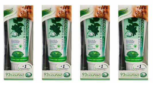 4 x Dentiste plus white vitamin c and xyitol toothpaste 50 g.