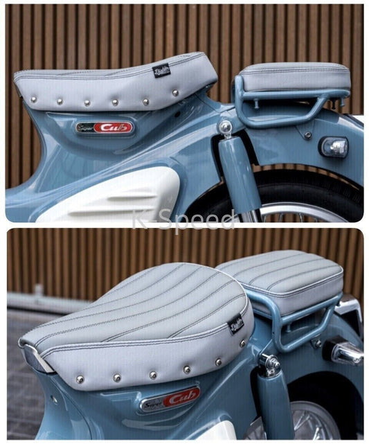 Two Piece Driver & Passenger Seat gray leather honda super cub c125 2019-2022