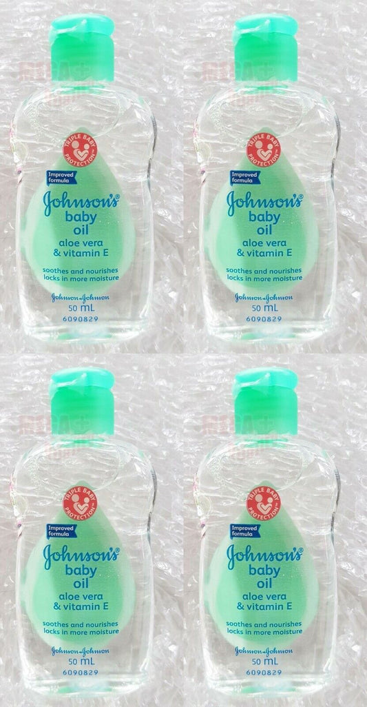 4 x Johnson s Baby Oil with Aloe Vera Vitamin E + Smooth Moisture Skincare 50ml