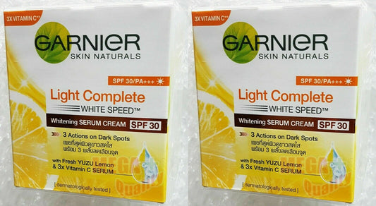2x 50 g. GARNIER Skin Naturals Light Whiten and Even Moisturizing Cream SPF30 PA