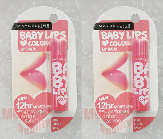 2 x MAYBELLINE BABY LIPS BALM SPF 20 KEEP INSTANT 8-HOUR MOISTURE # Pink Lolita