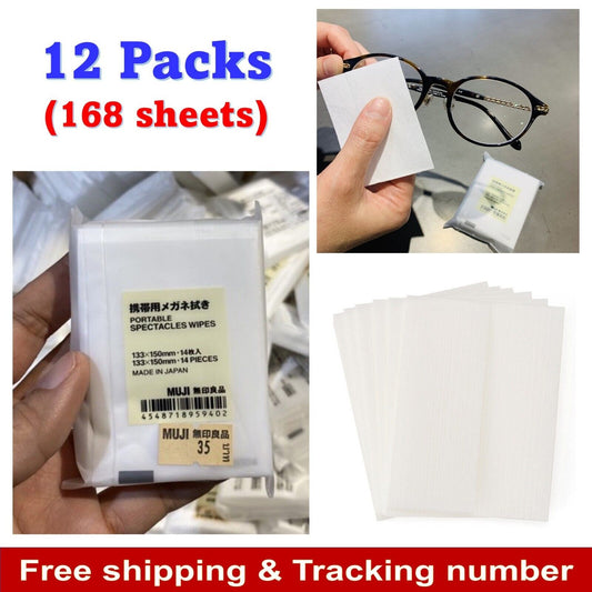 12 Pack MUJI Japan Portable Spectacles Wipes Clean Computer Mobile Phone Screen