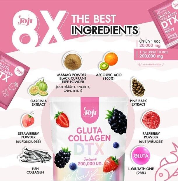 10x Joji Mixed Berry Drink Gluta Collagen DTX Vitamin Skin Radiant Antioxidant
