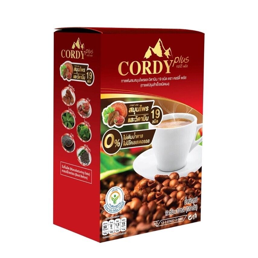 10x Cordy Plus Coffee Instant Powder Mix Vitamins Cordyceps Garnoderma Herbal