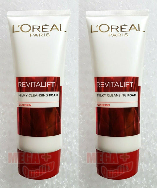 2 x 100g. LOreal Paris Revitalift Milky Cleansing Foam Wash Anti Aging Glycerin