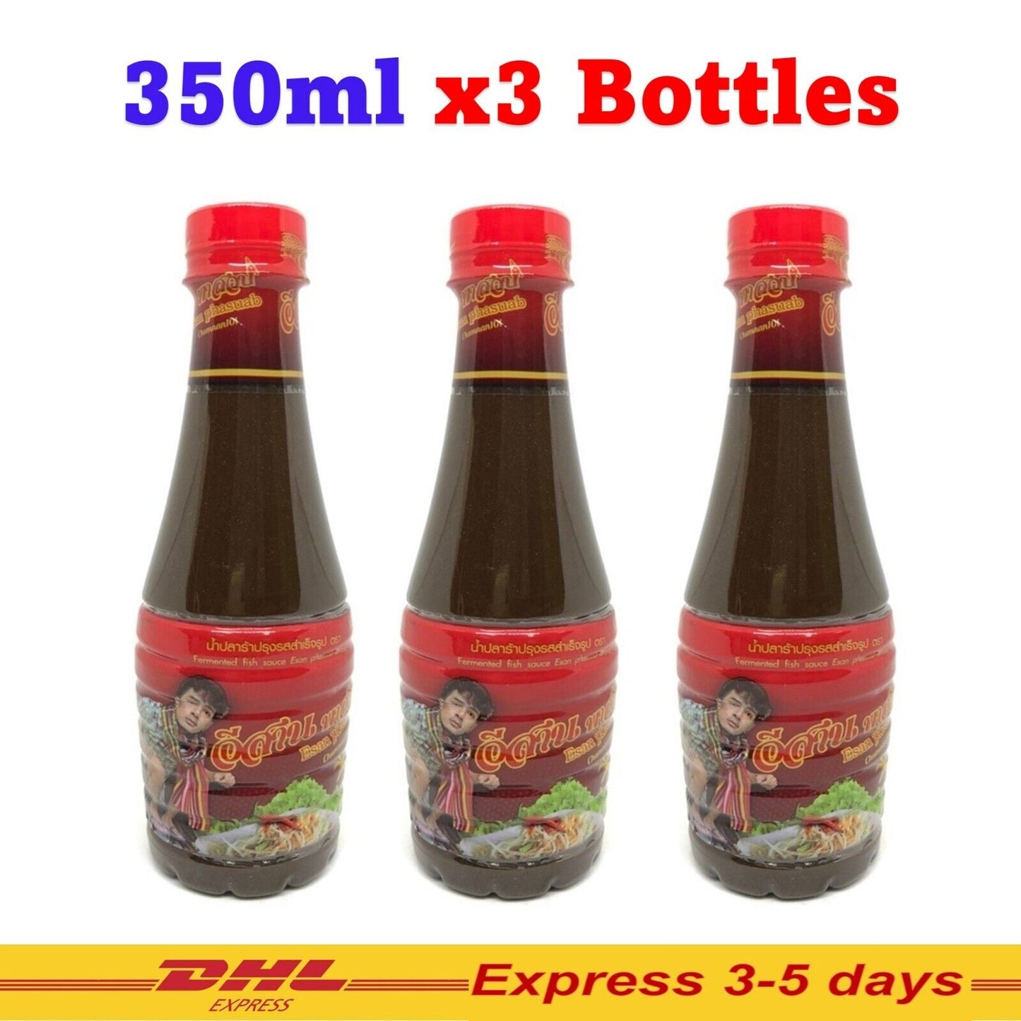 3 x Thai Fish Sauce Spicy Plara Bong Chili Paste Esan Zab Food Cuisine Seasoning