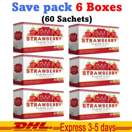 6x Vivi Strawberry Mixed Collagen Fruit Drink Diet Slimming Radiant High Fiber