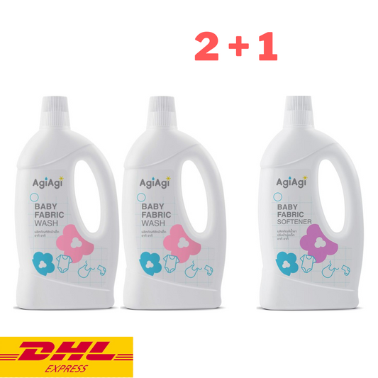 AgiAgi Baby Fabric Wash x2 +Softener x1 Kids Clothes Laundry Detergent 750ml