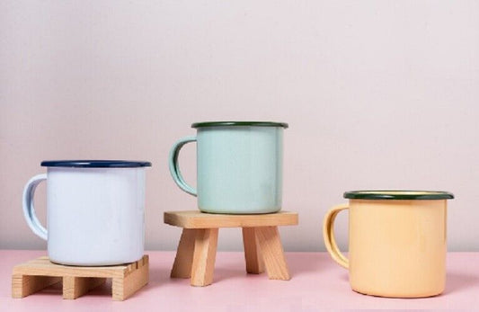 9 cm. Enamel Cup Mug Coffee Drink Beverage Camping Home Restaurang Kitchenware