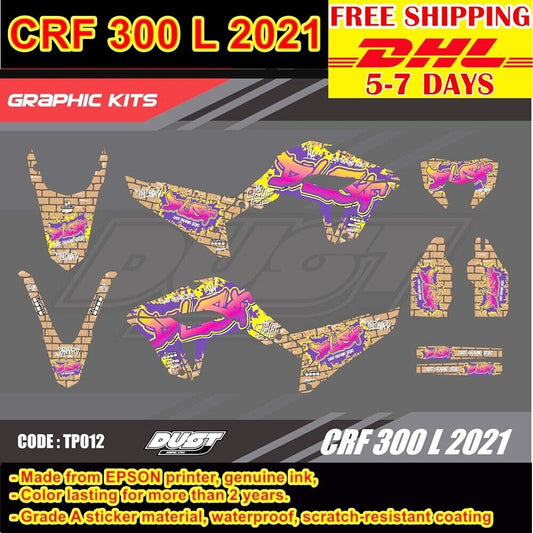 Stickers Kit For Honda CRF 300 L 2021 Motocross Graphics Whole Bike Decals TP012
