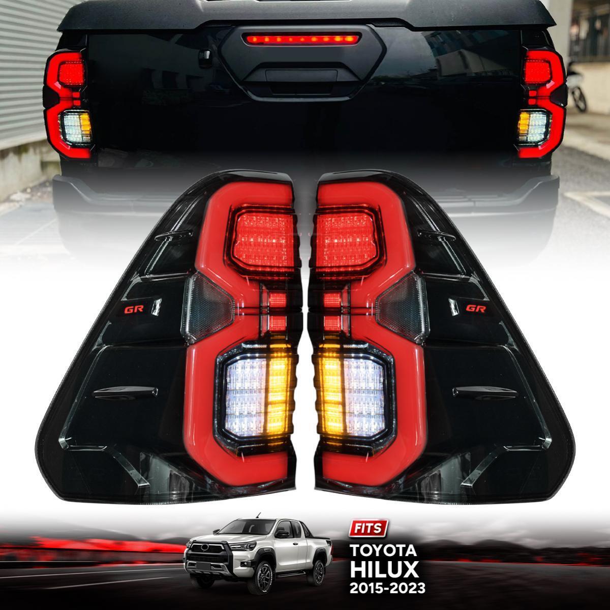 Tail Lamp Rear Light LED Smoke Lens GR Pair For Toyota Hilux SR Pickup 2015-2023