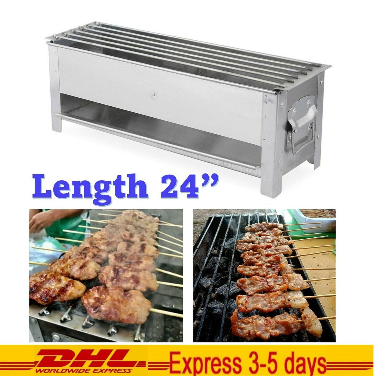 Thai Moo Satay Grill Stove BBQ Steak Tradition Style Charcoal Smoke Oven 24"