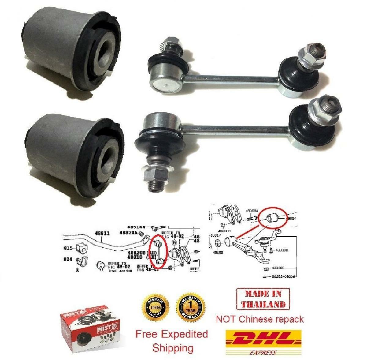 2 Lower Control Arm Bush 2 Stabilizer Sway Bar Link Fit Lexus Ls400 1991-2000