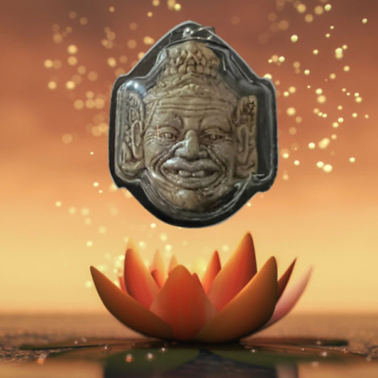 Thai Buddha Amulet Hermit Lersi Talisman Pendant Lersi Head in Lucky case Holy