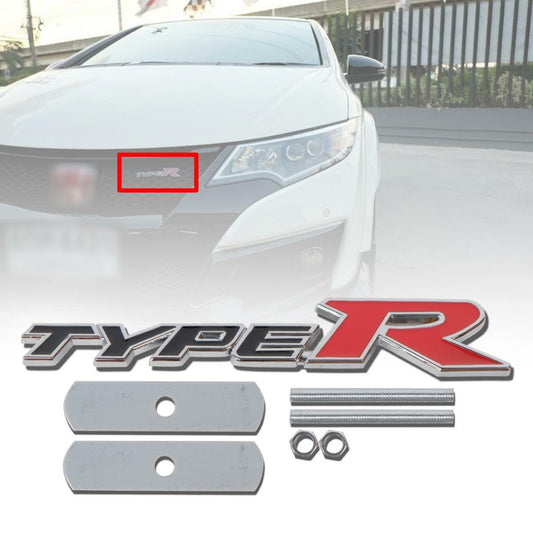 Type R Grille Badge Black Red Emblem Decal Logo Fit Honda Civic CR-V City Accord