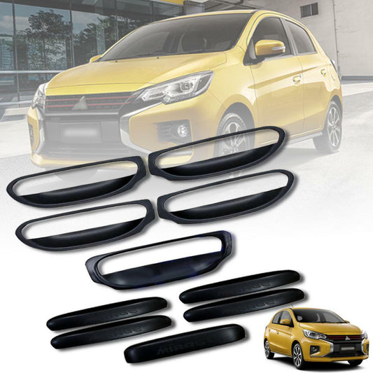 Door Handle Bowl Cover Tailgate Black Set For Mitsubishi Mirage Hatchback 2020
