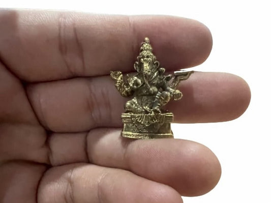 LORD GANESHA God Success Thai Hindu Amulet Brass Talisman Lucky Rich Statue Holy