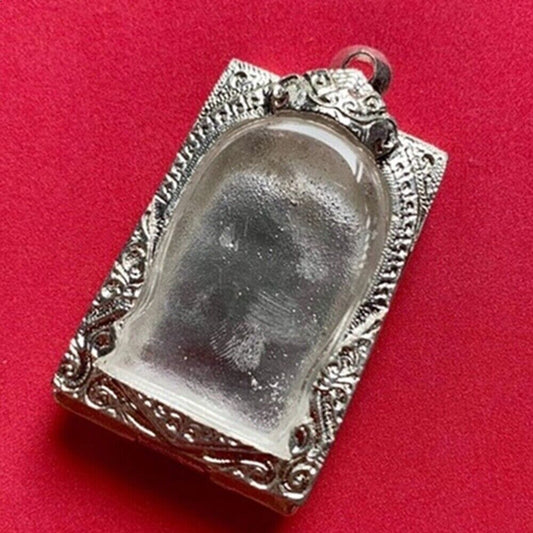 Amulet Frame Casing Genuine Silver Old Work Wearing Phra Somdej Phim Standard