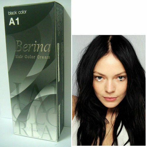 2 x Berina Permanent Hair dye color cream # A01 Black