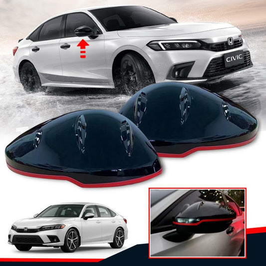 Side Mirror Cap Cover Trim Black + Red For Honda Civic 2022 FR FL Left Right