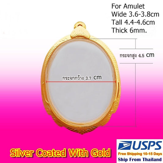 C10 Case Amulet Frame Empty Casing Genuine Silver Coated Witch Gold LP Phra New