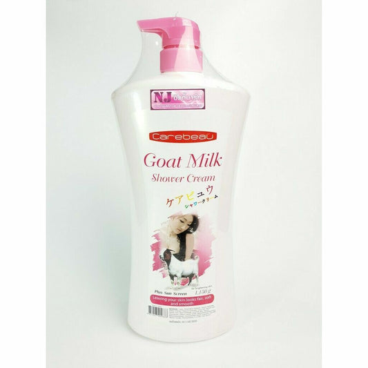 600ml Carebeau Goat Milk Pinkish Shower Cream Skin Whiten Glow Radiant UV prot