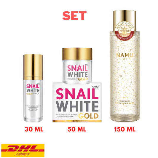 Snail White Gold Serum + Cream + Essence Water Anti-Aging Wrinkles Skin (Set3pc)
