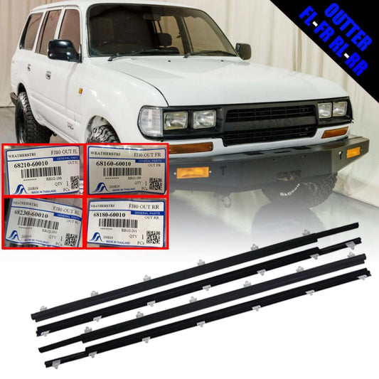 Door Belt Weatherstrip Outer Front Rear Fit Toyota Land Crusier FJ80 1990-1997