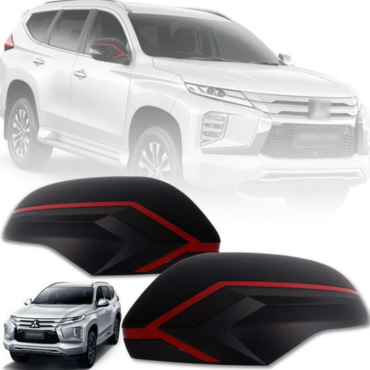 Side Wing Mirror Cover Black Red For Mitsubishi Pajero Montero Sport 2019 2020