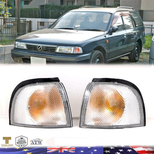 LH+RH Corner Lamp Light Clear Len + Bulb Set For 1990-97 Nissan AD NV Van Y10 N1