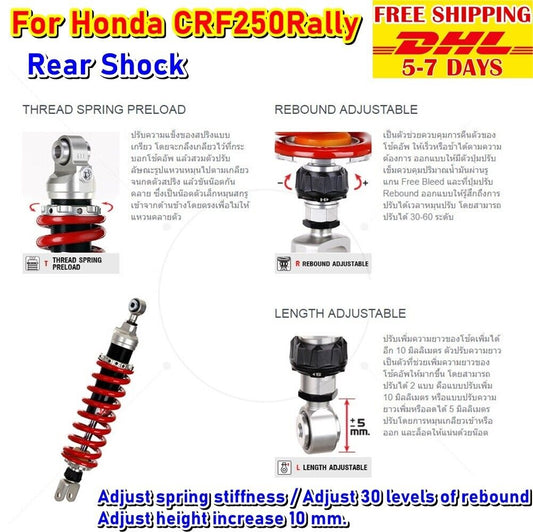 S15 Rear Shock For Honda Crf250Rally Suspension Absorber Bike Dirt Pit Spring