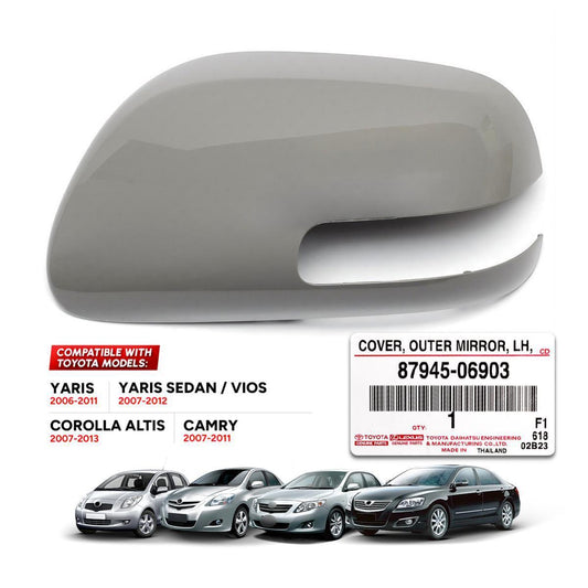 LH Genuine Side Mirror Cover Unpainted Fit Toyota Vios Altis Yaris Camry 07-11