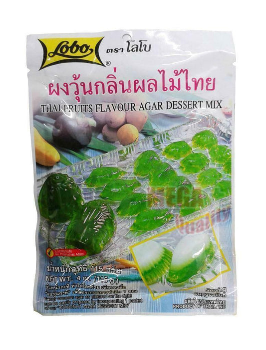 Lobo THAI FRUITS FLAVOR AGAR DESSERT MIX - Green - Sweet Agar Thai Fruits 115g