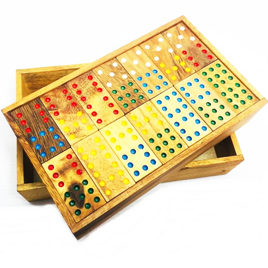 Click Play 56 Piece Wood Domino Play Blocks Racing Toy Handmade Stacking Blocks