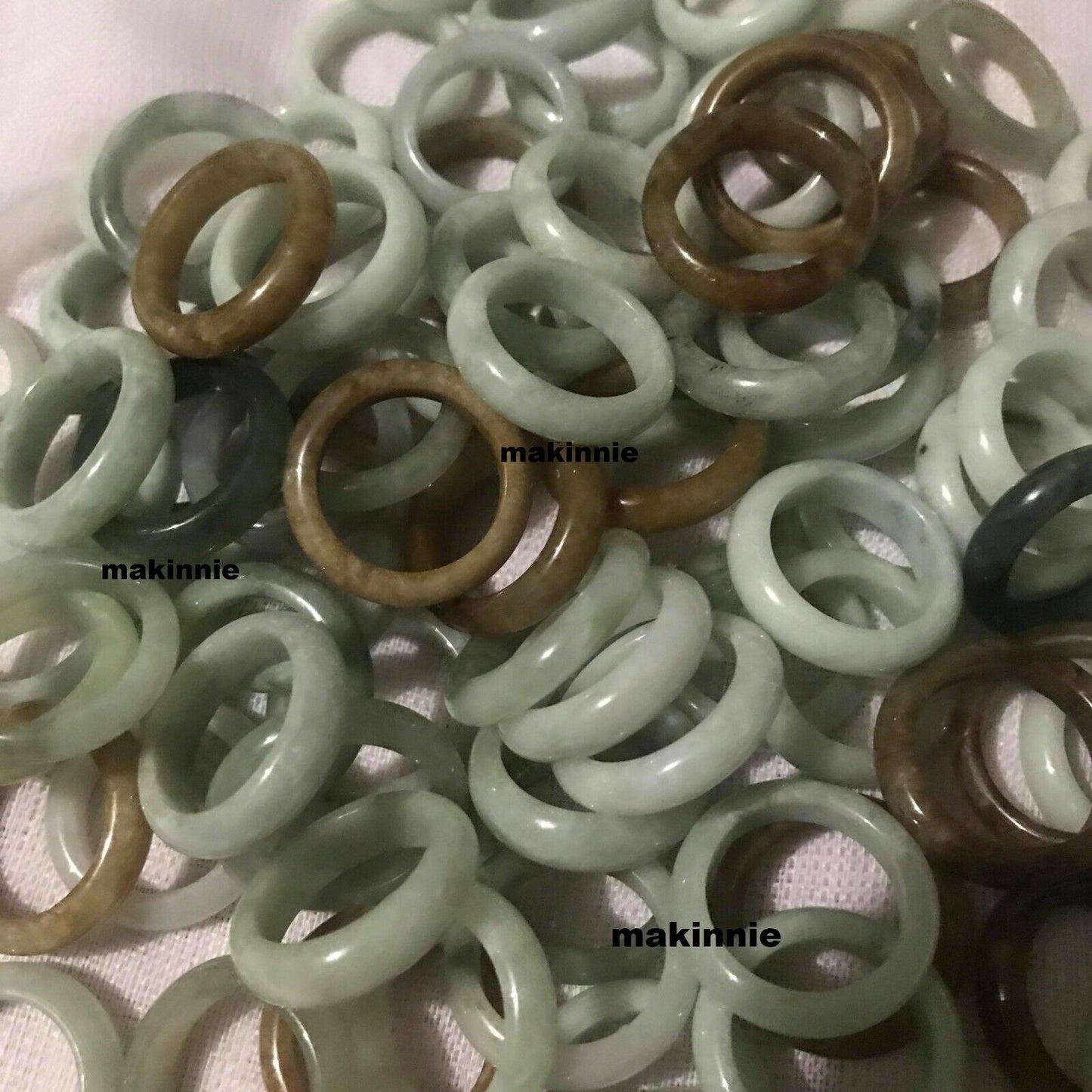 100 Pcs Burmese Jadeite Ring Bulk Lot Untreated Assorted Size Color Natural Jade